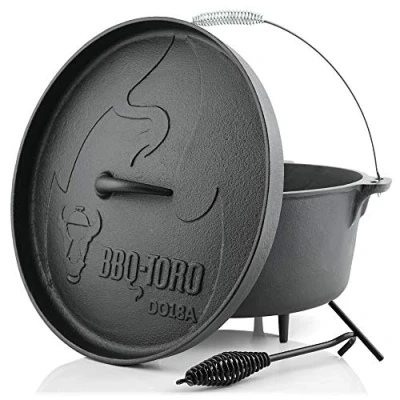 Abbildung von BBQ Toro Grilltopf Dutch Oven DO18A, 19,0 L Alpha Gusseisen Kochtopf, Gusstopf, (3 tlg)