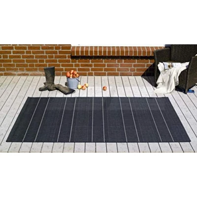 Abbildung von Hanse Home Sunshine in und Outdoor Teppich Fürth 200x290cm Flachgewebe Wetterfest Modernes Design für Balkon Terrasse Wintergarten Küche Esszimmer Badteppich Wohnzimmerteppich Wasserfest Schwarz