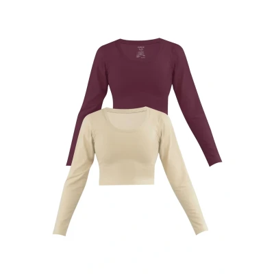 Abbildung von Janice Langarmshirt 2 x Damen crop Nerja Kurzer Pullover aus Baumwolle