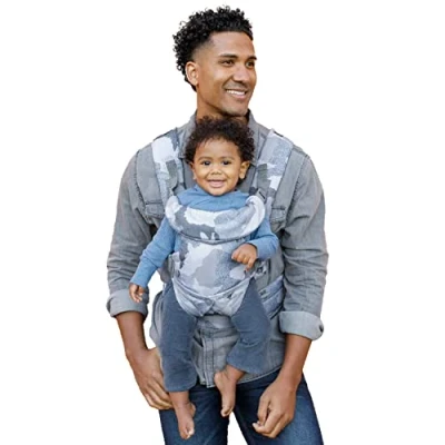 Abbildung von Infantino Babytrage 4 in 1 Flip Advanced Ergonomische und umwandelbare Trage Für Front Rückentransport Verstellbare Gurte Babys von 3,6 bis 14,5 kg Blue Camo