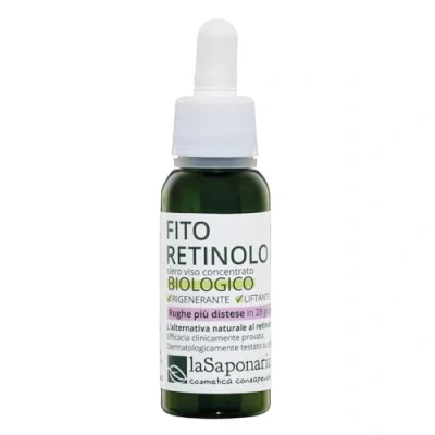 Abbildung von La Saponaria Phyto Retinol Gesichtsserum, Pro Vitamin A, Kollagen, Feuchtigkeitscreme, Anti Aging, Falten &amp; feine Linien, straffend, natürlich, vegan, tierversuchsfrei, recycelte Verpackung, Bio, 30ml