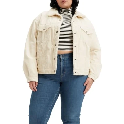 Abbildung von Levi&#039;s PL 90S Sherpa Trucker Übergangsjacke, Damen, Größe: 54/56, Almond milk