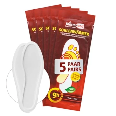 Abbildung von THERMOPAD Sohlenwärmer Gr. L (40 41) DAS ORIGINAL: 5 Paar Wärmepads (Einlegesohle) für 8 Stunden Wärme I Sofort einsatzbereite Fußwärmer Pads Extra warme Wärmesohle Schuhe &amp; Skischuhe