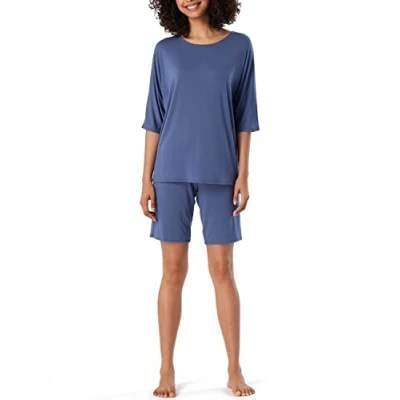 Abbildung von Schiesser Damen Schlafanzug Kurz Pyjamaset, Blau, 36