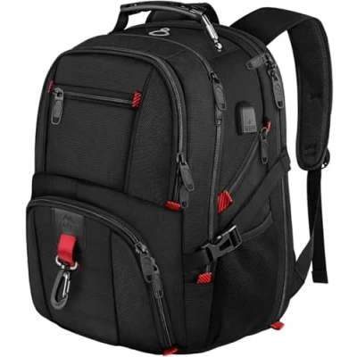 Abbildung von MATEIN Groß Laptop Rucksack Herren 17 Zoll, 17,3 Zoll Arbeit Wasserdicht Backpack Laptoptasche Reisen Rucksack, Schulrucksack Teenager Jungen Anti Diebstahl Business Schwarz