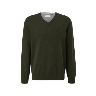 Abbildung von s.Oliver LOGO Strickpullover, Herren, Größe: XL, Olivgrün
