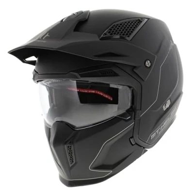 Abbildung von MT HELMETS Streetfighter S Mattschwarz Größe Klares Visier Integralhelme Ratsche Kunststoff geeignet für Mofa, Moped, Motorrad, Roller