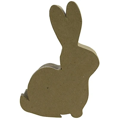 Abbildung von Décopatch BT051C Box (aus Pappmaché zum Verzieren und Personalisieren, 19 cm, Kaninchen) 1 Stück kartonbraun