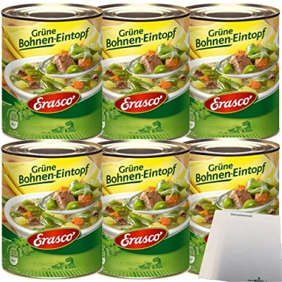 Abbildung von Erasco grüne Bohnen Eintopf 6er Pack (6x800g Dose) + usy Block