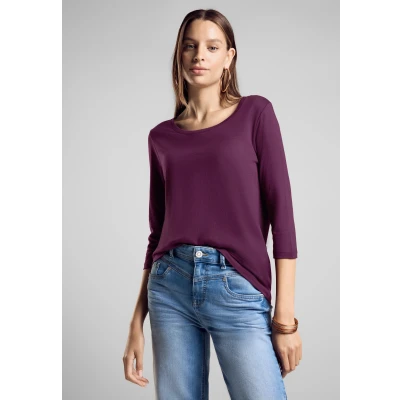 Abbildung von Street One Rundhals Langarmshirt, Damen, Größe: 34, Lila