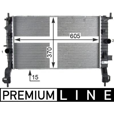 Abbildung von MAHLE ORIGINAL CR 2119 000P Kühler, Motorkühlung für Fahrzeuge mit Klimaanlage 605 370 15 Kühlrippen gelötet OPEL: Meriva A