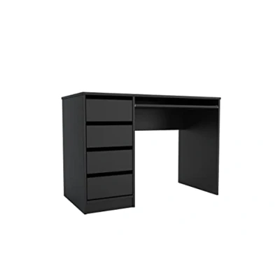 Abbildung von Brent Schreibtisch mit Schubladen und Tastaturablage Gregory B:110xH:77xT:55 cm, Computertisch Stauraum, Kinderschreibtisch für Jugendzimmer, Schwarz