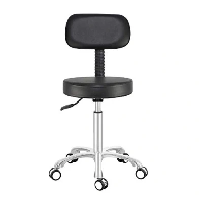 Abbildung von Rollhocker Hocker Drehhocker Mit Rollen Höhenverstellbar Bürohocker Lehne Schminkhocker Arbeitshocker Sitzhocker (Schwarz)