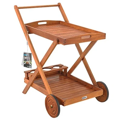 Abbildung von Casaria Beistellwagen Akazie, (1 St), mit Rollen FSC® zertifiziertes Akazien Holz 2 Ebenen Tablett