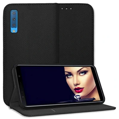 Abbildung von mtb more energy® Schutz Tasche Bookstyle für Samsung Galaxy A7 2018 (Duos) SM A750 (FN/DS, 6.0&#039;&#039;) schwarz Kunstleder Klapp Cover Hülle Wallet Case