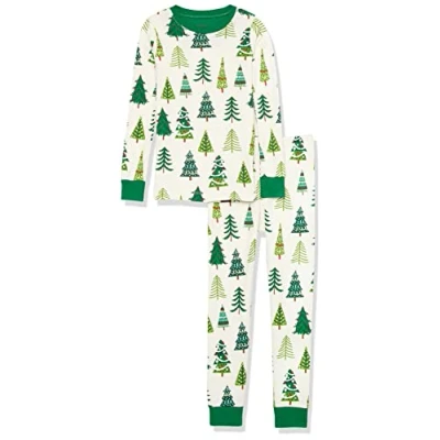 Abbildung von Hatley Mädchen Organic Cotton Long Sleeve Printed Pyjama Set Pyjamaset, Glow in The Dark Christmas Trees, 3 Jahre