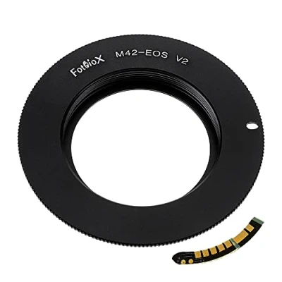 Abbildung von Fotodiox Lens Mount Adapter Compatible with M42 Type 2 Screw SLR on Canon EOS (EF, EF S) D/SLR Camera Body Gen10 Focus Confirmation Chip