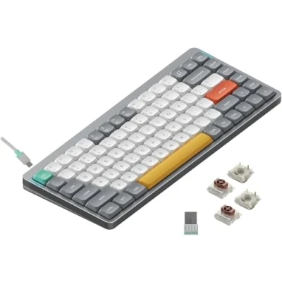 Abbildung von nuphy Air75 V2 Kabellose mechanische Tastatur, 84 Tasten RGB Hot Swap unterstützt Bluetooth 5.1, 2.4G und kabelgebundener Verbindungc für PC/Laptop/Windows/Mac Grey Gateron Brown Switch