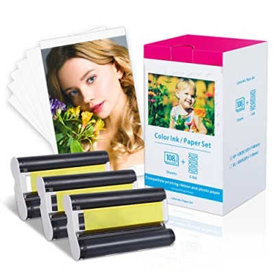 Abbildung von Ersatz für Canon Selphy CP1500 FotoPapier und Kartusche, Fotodrucker CP810 CP820 CP910 CP1000 CP1200 CP1300 CP1500, KP 108IN 3x 36IP, 3 Patrone + 108 (10x15cm)