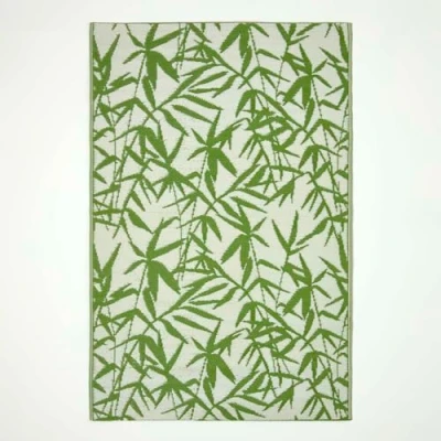 Abbildung von Homescapes Outdoor Teppich Zena grün weiß 120x180 cm, wetterfester floral Gemustert