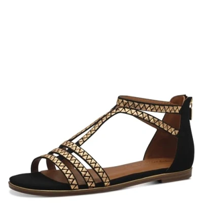 Abbildung von Tamaris Riemensandalette, Damen, Größe: 41, Black gold Schuhe