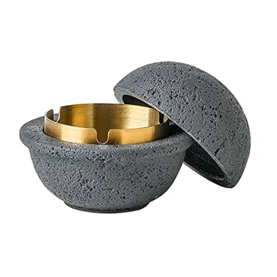 Abbildung von Cutfouwe Tischmülleimer Abfallbehälter Material: Beton + EdelstahFür Draußen Balkon Geruchsdicht,(B, Schwarz)