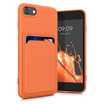 Abbildung von kwmobile Handyhülle kompatibel mit Apple iPhone SE (2022) / (2020) 8 7 Hülle Handy Cover Fach für Karten in Orange