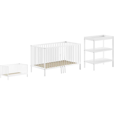 Abbildung von Vipack DINO Set best. aus Baby/Juniorbett und Wickelregal, Buche massiv weiß lackiert
