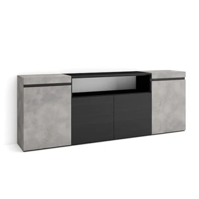 Abbildung von Skraut Home Sideboard, Highboard Kommode, Komodenschrank 200x75x35cm 4 Türen Wohnzimmer, Küche Moderner Stil Zement