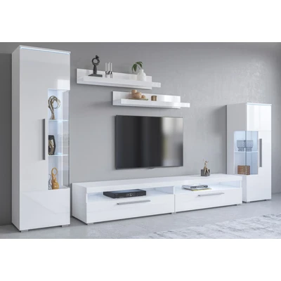 Abbildung von INOSIGN Wohnwand &quot;India,Breite 290cm moderne Mediawand ohne Beleuchtung&quot;, (Set, 5 St.), Anbuwand (Set,5 St, 2xVitrine, 1TV Schrank, 2xWandregal) viel Stauraum