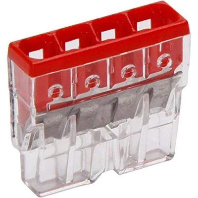 Abbildung von Kopp 33346410 Wago Compact Verbindungsdosenklemme 4 Leiter Klemme rot 0, 5 2, mm² Inhalt 10 Stück, Transparent/Orange