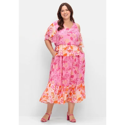 Abbildung von Sheego Sommerkleid &quot;Große Größen&quot;, mit Flügelärmeln und Cut out Detail