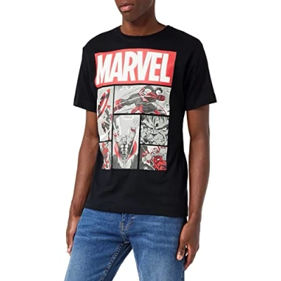 Abbildung von Marvel Herren Heroes Comics T Shirt, Schwarz (Black Blk), XX Large