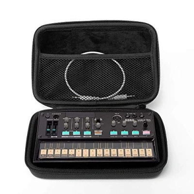 Abbildung von Analog Cases Glide Case für Korg Volca Series oder vergleichbare Synthesizer (Transporttasche gefertigt aus wasserdichtem Kunstleder, mit robustem Gummitragegriff), Schwarz
