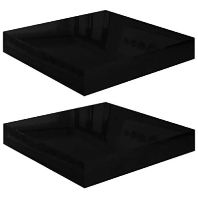 Abbildung von vidaXL 2X Wandregal Schwebend Hängeregal Wandboard Bücherregal Regalbrett Schweberegal CD DVD Regal Dekoregal Hochglanz Schwarz 23x23,5x3,8cm MDF