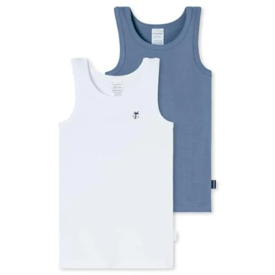 Abbildung von Schiesser 2PACK Unterhemd/shirt für Kinder, Größe: 140, Jeansblau weiss