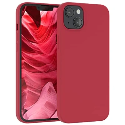 Abbildung von EAZY CASE Premium Silikon Handyhülle kompatibel mit iPhone 14 Plus, Slimcover Kameraschutz und Innenfutter, Silikonhülle, Schutzhülle, Bumper, Handy Case, Hülle, Softcase, Beere