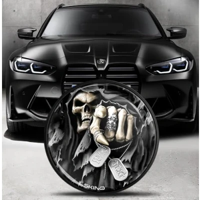 Abbildung von Biomar Labs Motorhaube Kofferraum Plakette Abzeichen 82mm Kompatibel mit BMW Emblem 51148132375 Schädel EO 30