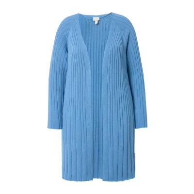 Abbildung von Ulla Popken Lange Structuurmix Strickjacke, Damen, Größe: 42/44, Light cornflower