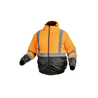 Abbildung von Högert Technik Arbeitsjacke Herren OKER, Reflektierende Jacke Wattierte, Warn Pilotenjacke Herren, Winddichte Warnjacke mit Polyester Isolierung, 3 in 1 Jacke, Orange Größe M