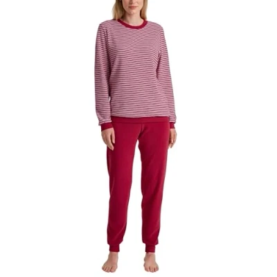 Abbildung von CALIDA Soft Dreams Bündchen Pyjama Damen, Frottee Qualität aus Baumwollmix