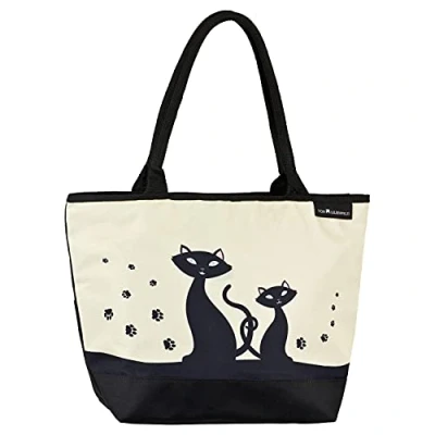 Abbildung von von Lilienfeld Handtasche Shopper Schwarze Katzen Kätzchen Maße L42 x H30 T15 cm, Katzenmotiv auf der Vorderseite
