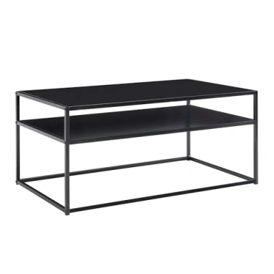 Abbildung von FINEBUY Couchtisch FB78883 (100x60x45 cm, Sofatisch mit Stauraum Schwarz), Wohnzimmertisch Kaffeetisch Metall Gestell