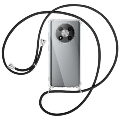 Abbildung von mtb more energy® Handykette kompatibel mit ZTE Blade A73 5G (6.52&#039;&#039;) schwarz/Metallteile: Silber Smartphone Hülle zum Umhängen TPU Case