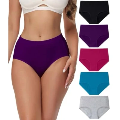 Abbildung von wirarpa Unterhosen Damen Baumwolle Hohe Taille Slips Weiche Unterwäsche Frauen Panties 5er Pack Mehrfarbig Größe 3XL