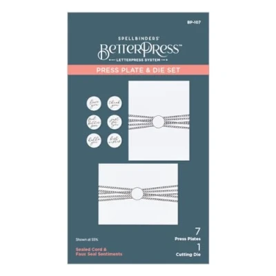 Abbildung von Spellbinders Sealed Cord &amp; Faux Seal Sentiments Press Plate Die Set (BP 107)