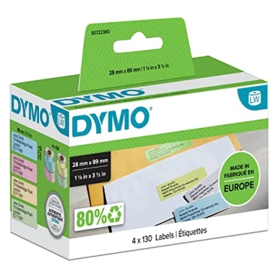 Abbildung von Dymo 99011 (S0722380) (89 mm x 28 mm) 4 Rollen Schwarz bis weiß Etikett