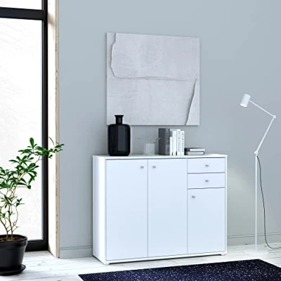 Abbildung von möbelando Kommode Holzschrank Schrank Anrichte Beistellschrank Standschrank Tembi IV Weiß