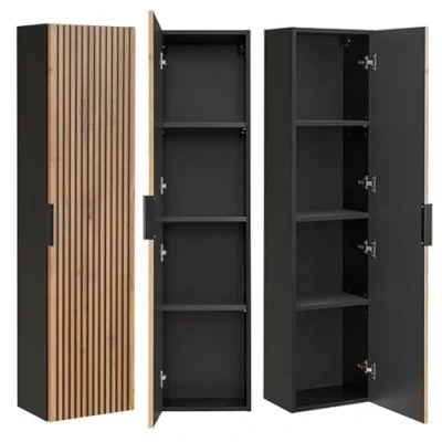 Abbildung von Lomadox Hochschrank XANTEN 56 anthrazit, Wotan Eiche Nb., schwarze Rillen, Softclose