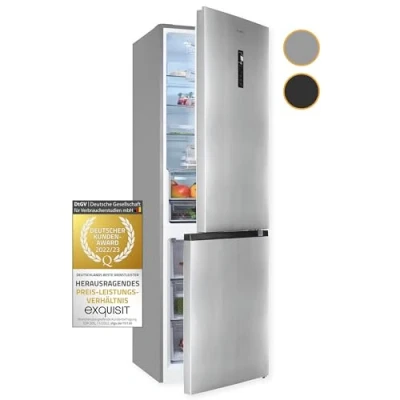 Abbildung von exquisit Kühl /Gefrierkombination &quot;KGC350 105 NF 040C&quot;, KGC350 040C, 193 cm hoch, 60 breit, Energieeffizienzklasse C, 347 L Volumen, Total NoFrost, Display